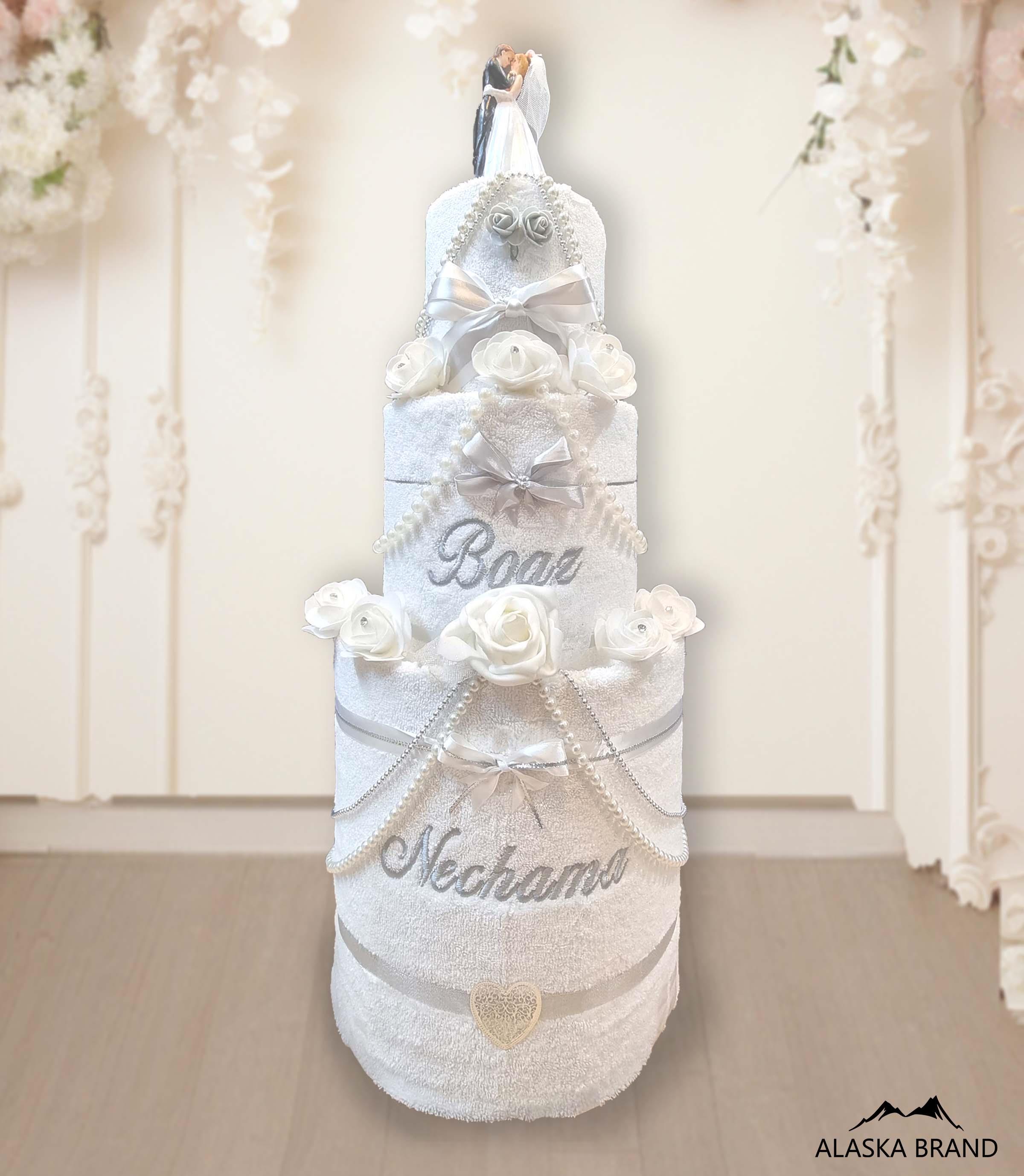 מארז עוגת 6 מגבות חתן / כלה יוקרתי במיוחד