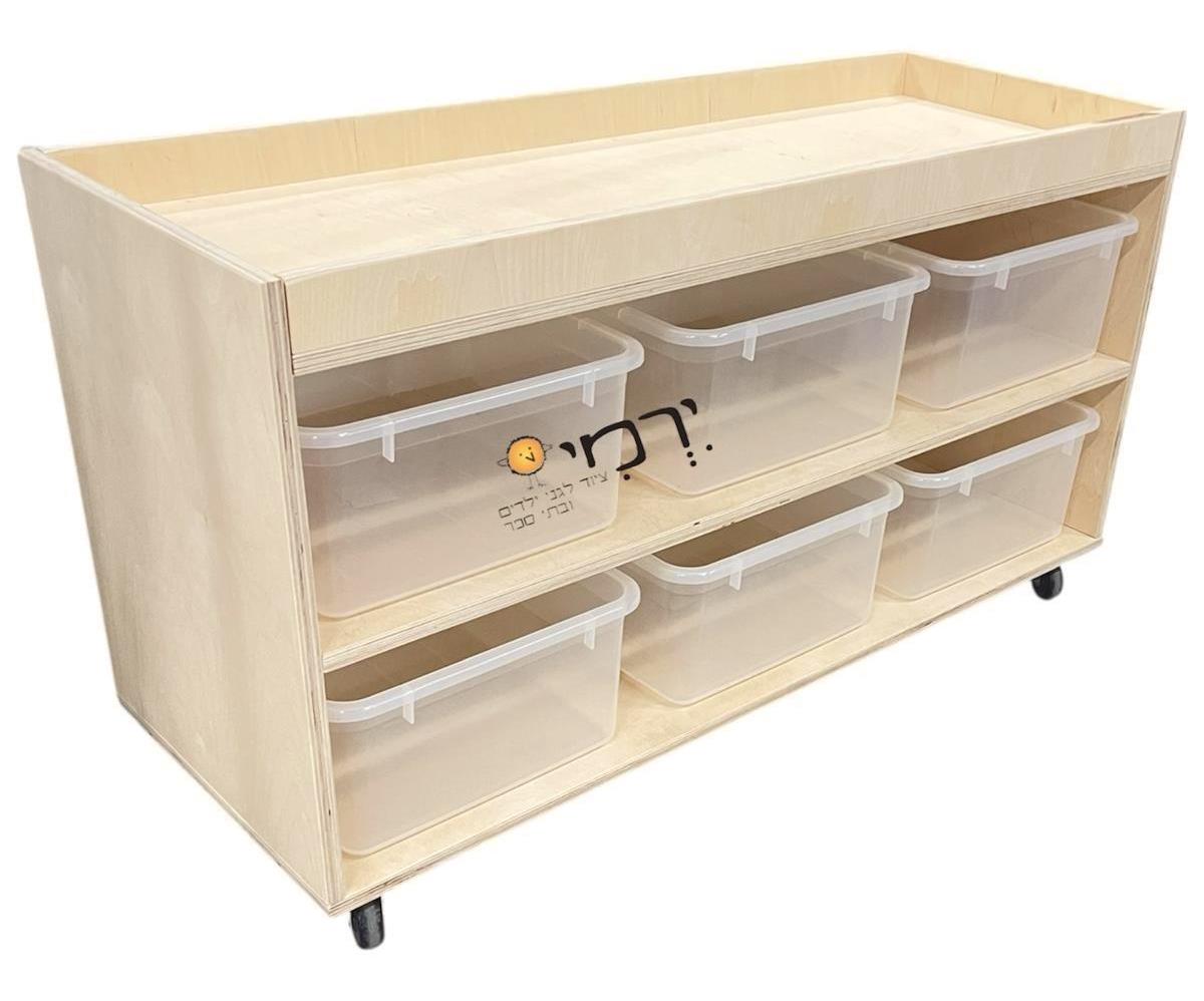 כוננית משחקים ניידת עץ מלא