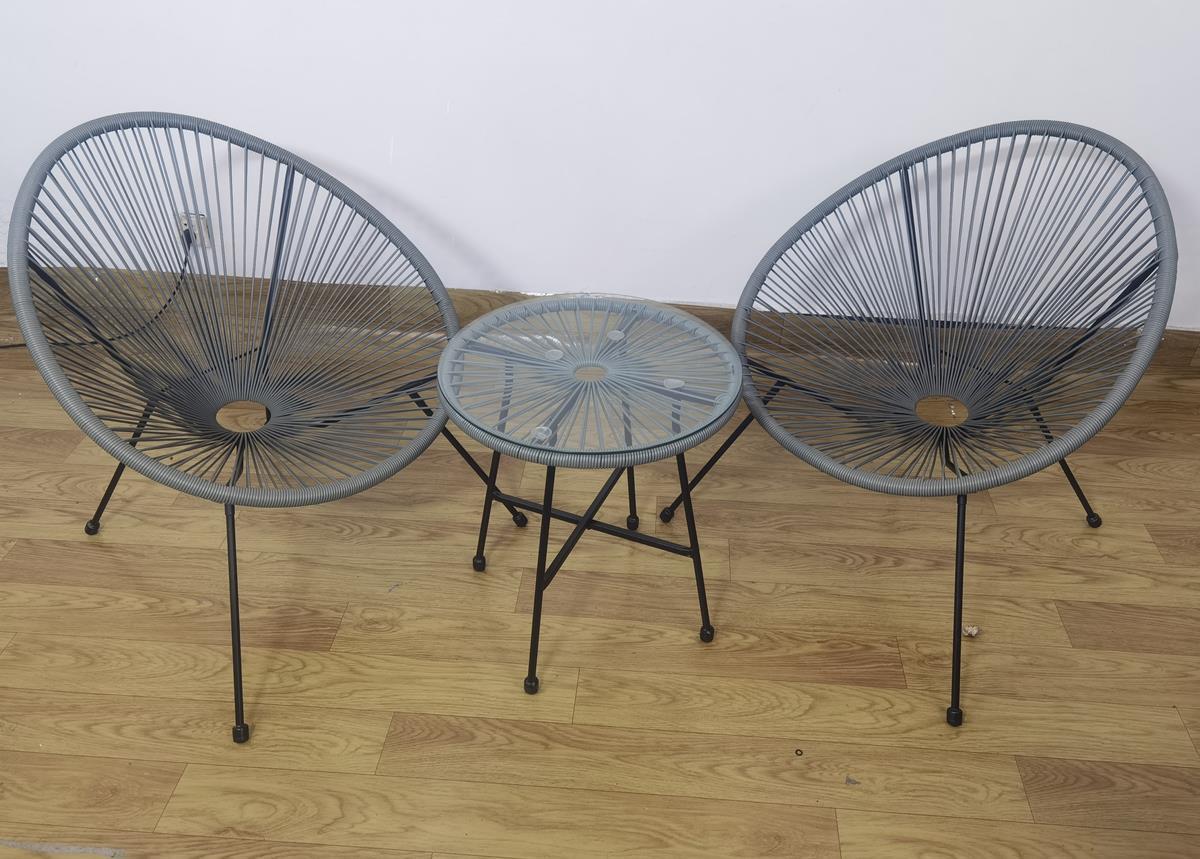 סט זוגי לגינה ולמרפסת דגם דנמרק צבע אפור