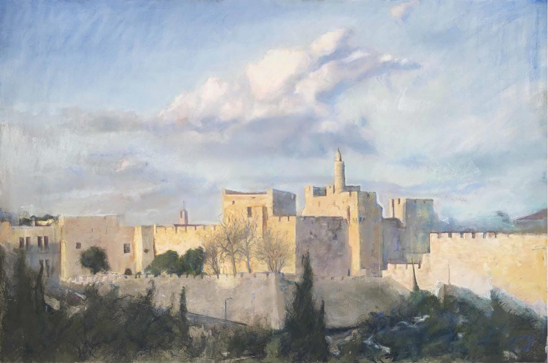 The Cloud Over Jerusalem, 2020, pastel on paper, 140x70 cm