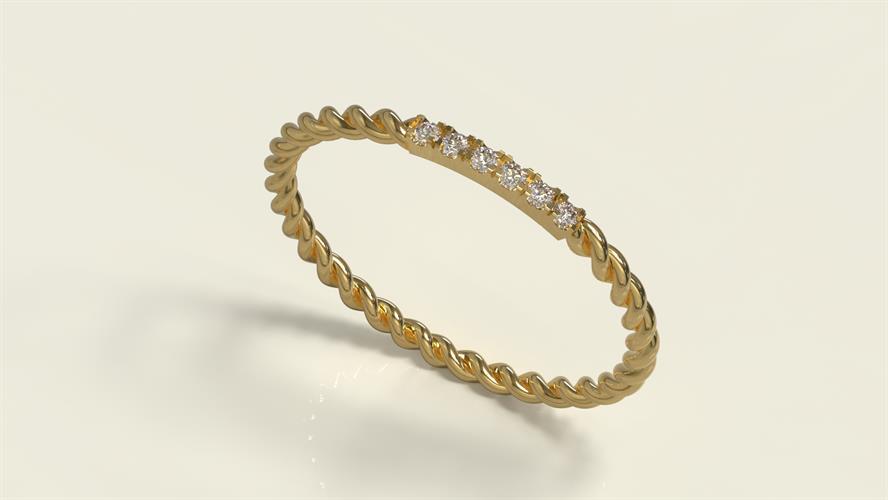 טבעת יהלומים עגולים 0.12 קראט זהב צהוב 14K