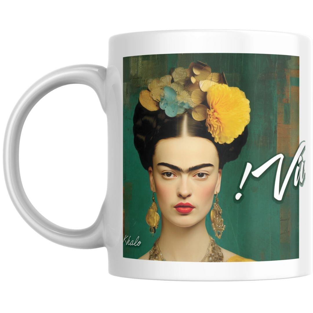 ספל פרידה קאלו ירוק־טורקיז – Viva La Vida | אומנות, שקט ועוצמה פנימית