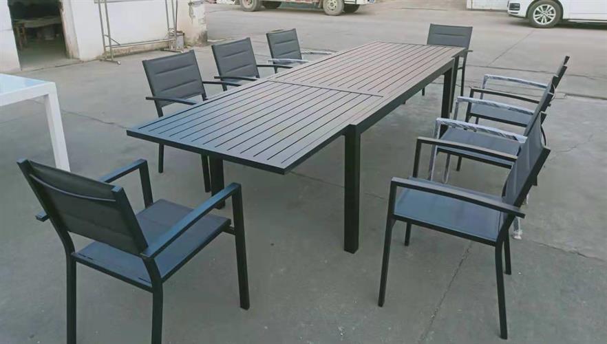 שולחן לגינה ולמרפסת נפתח אלומיניום טופ אלומיניום 200-320 + 6 כסאות צבע אפור