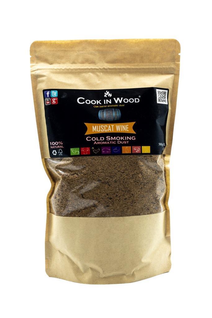 נסורת חביות עץ אלון לעישון קר: מוסקט Muscat 500 gr