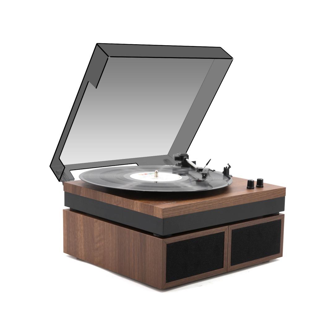 פטיפון וינטג‘ מעוצב עם רמקולים סטריאו HARPER BERRY,הגברת DSP ובלוטוס 5.4V צבע אגוז כהה