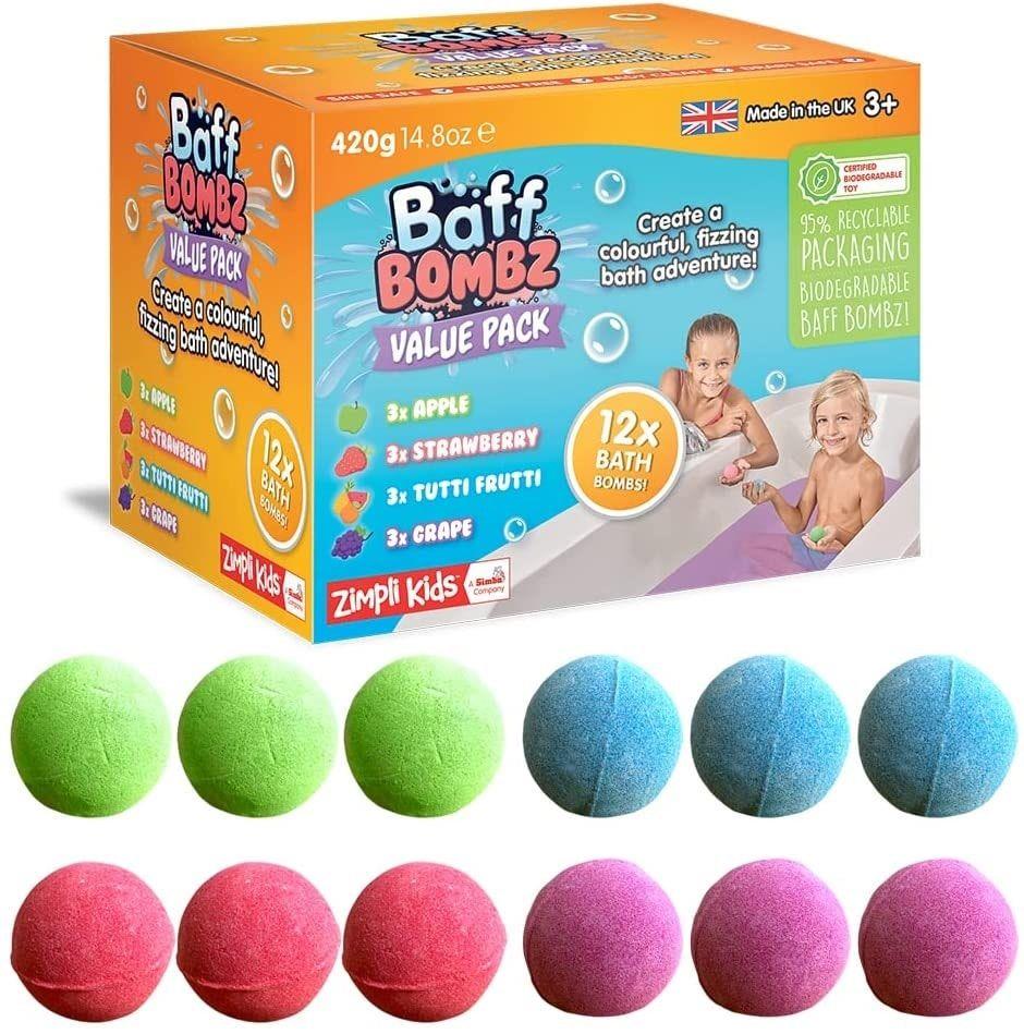 זימפלי Zimpli -  פצצות אמבטיה Baff Water Colours - מארז 12 יחידות
