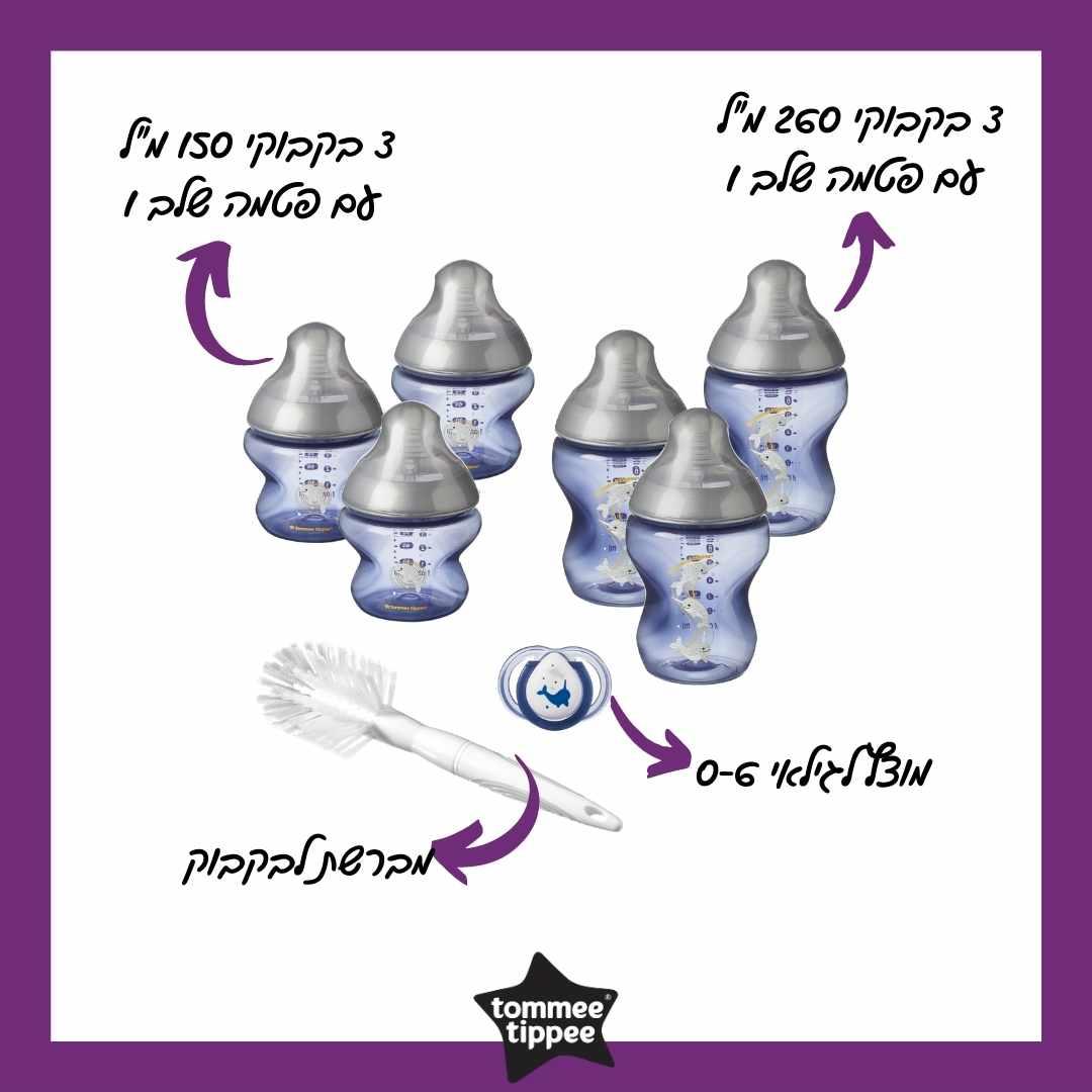 הכי טבעי אריזת און ליין ניובורן כחול/אפור