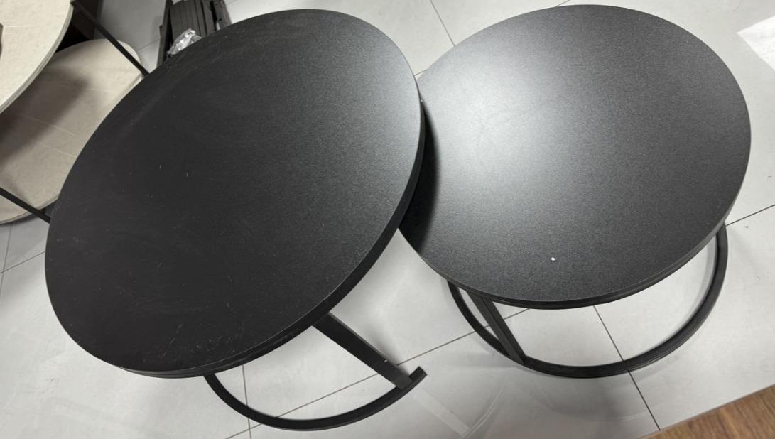 זוג שולחנות לסלון עגולים דגם רויאל צבע שחור