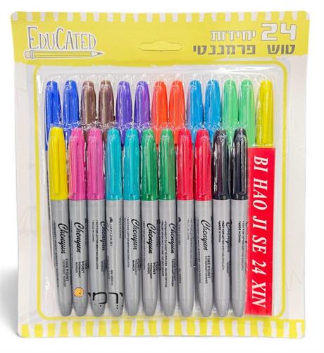 טושים פרמננט צבעוניים 24 יח' במארז