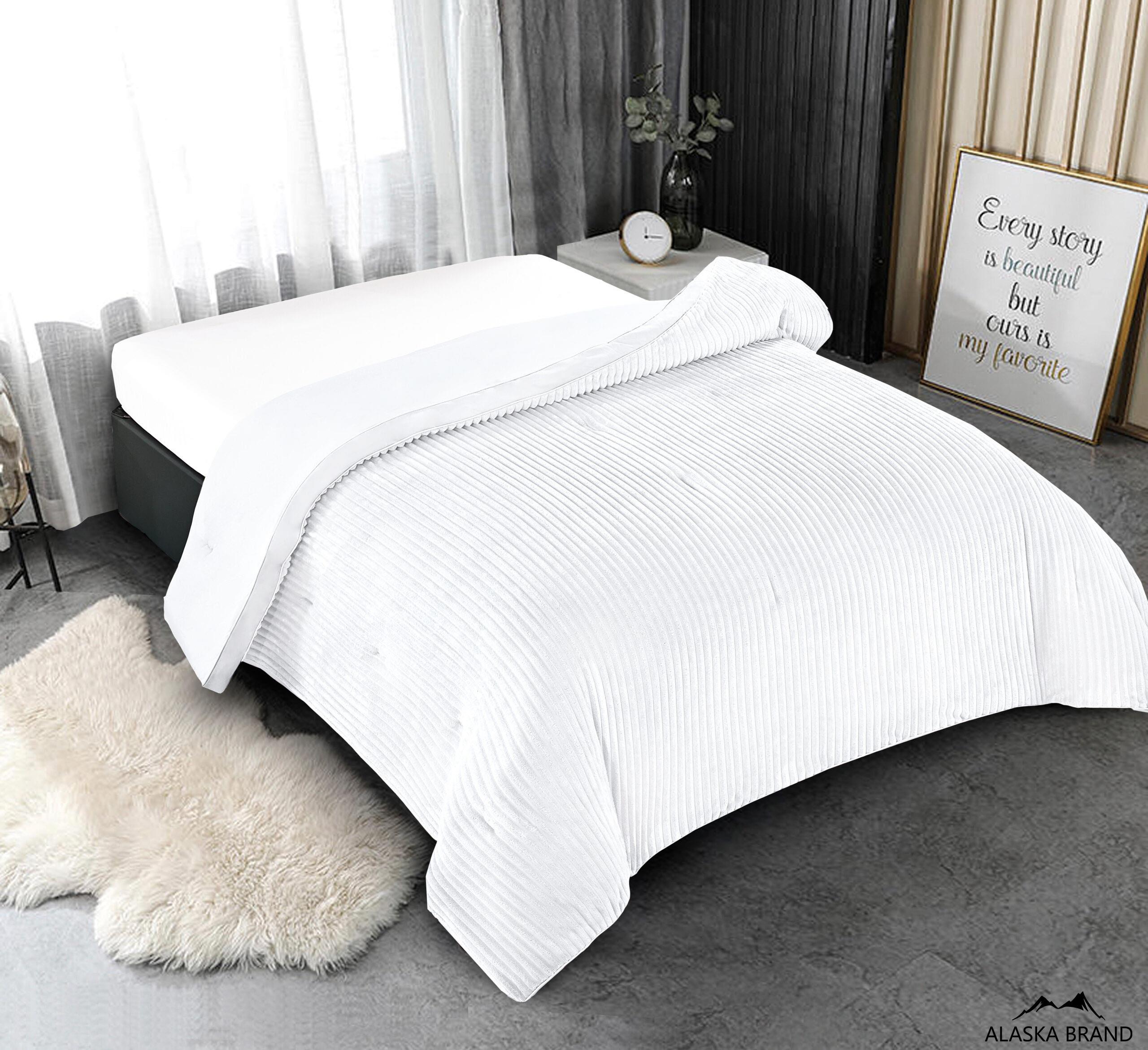 שמיכת פוך פינוק עם מילוי דו צדדית קורדרוי חורפי | אנדורה מירנדה לבן