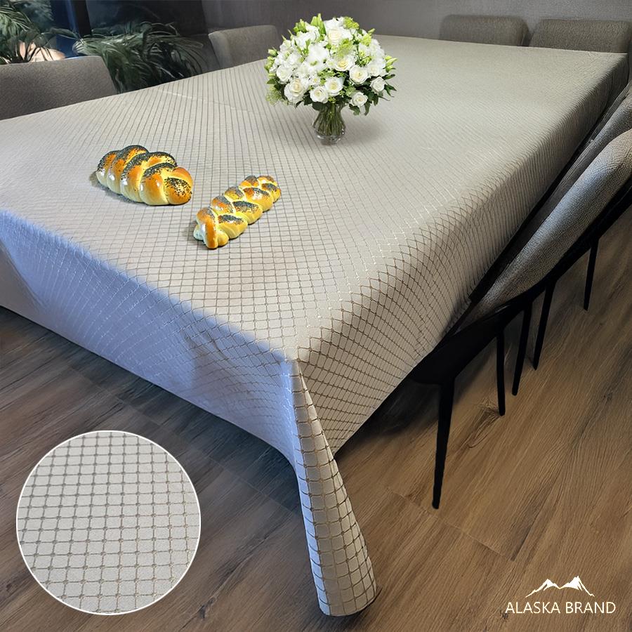 מפת שולחן יוקרתית לחגים דוחה כתמים - דגם סמדר | ניתן להוסיף מפיות יוקרתיות