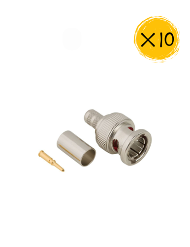 10 קונטורים BNC למצלמות אבטחה - לכבל RG59