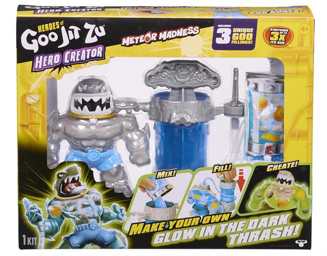 גו ג'יט זו - יוצר הגיבורים - Cerator Pack טראש אפור זוהר בחושך - Goo Jit Zu