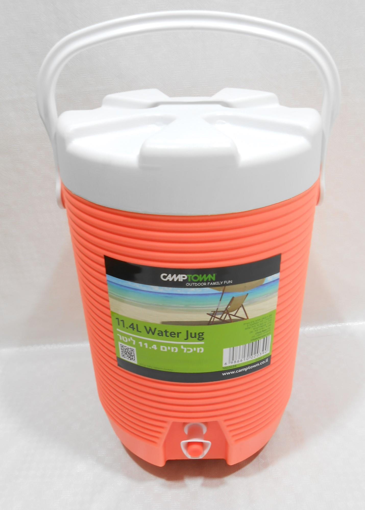 תרמוקל תרמוקן מיכל מים קשיח שומר קור 11.4 ליטר עם ברז לחצן צבע ירוק במלאי קמפינג לייף