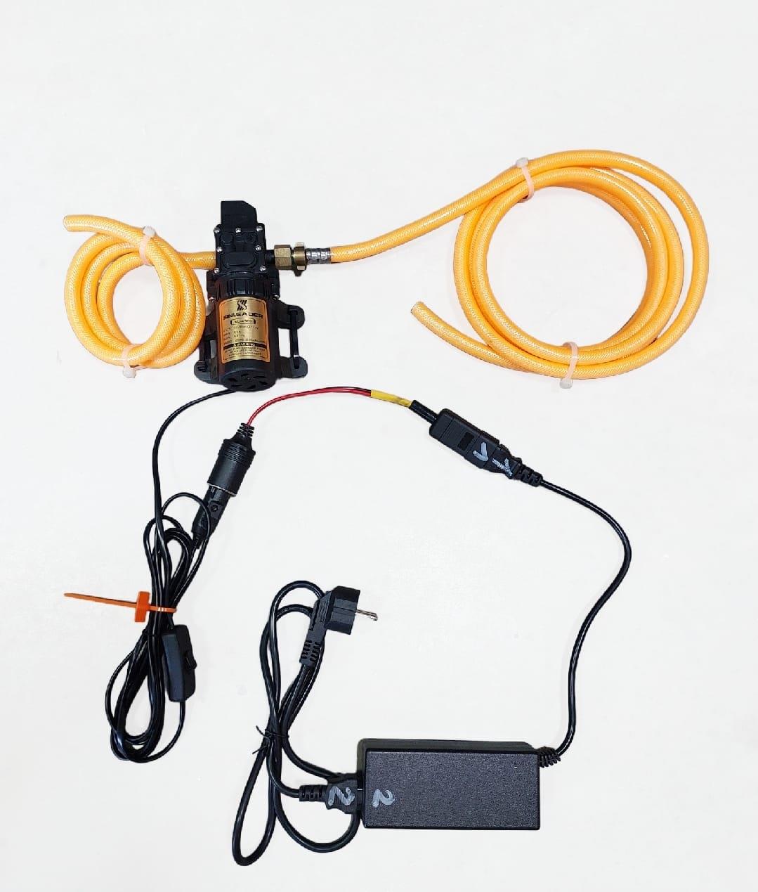 משאבת מים חשמלית 220 וולט עם ממיר מ 12 וולט מספקת מים עד 5 ליטר לדקה  קמפינג לייף