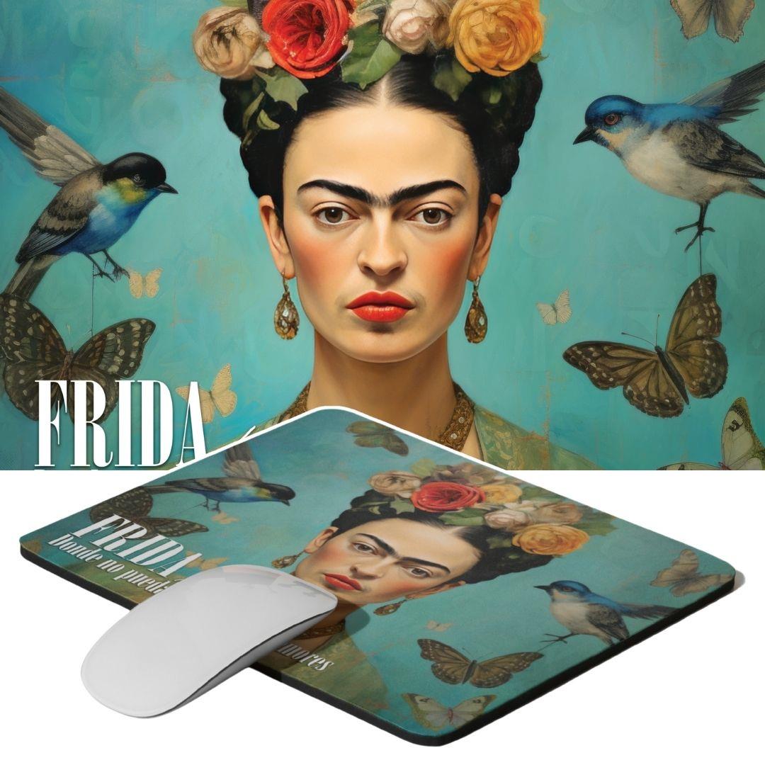 פד לעכבר פרידה קאלו בעיצוב פרפרים – דגם פרידה בטורקיז
