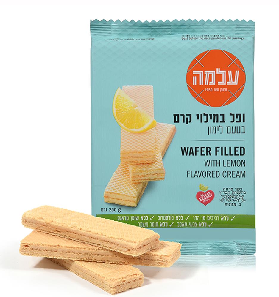 עלמה וופל טעם לימון ממולא שוקולד 200 גרם -מבצע 5 יח' עלמה וופל טעם לימון ממולא שוקולד 200 גרם -מבצע 5 יח'