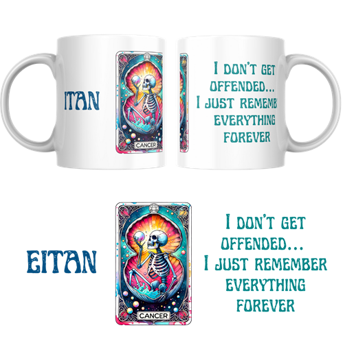 ספל קרמיקה למזל Cancer בעיצוב גולגולת עם אפשרות להוספת שם אישי