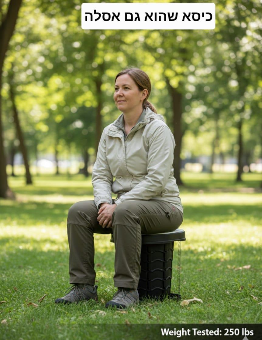 כיסא אסלה מתקפלת אינו תופס מקום מגיע עם שקיות ותיק אכסון קמפינג לייף