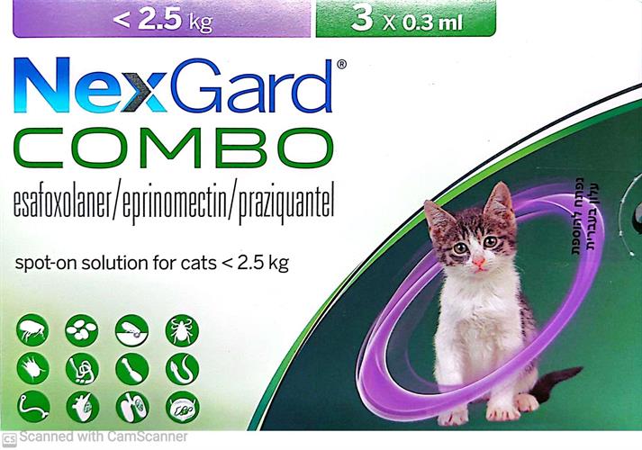 נקסגארד קומבו לחתול S עד 2.5 קג NexGard
