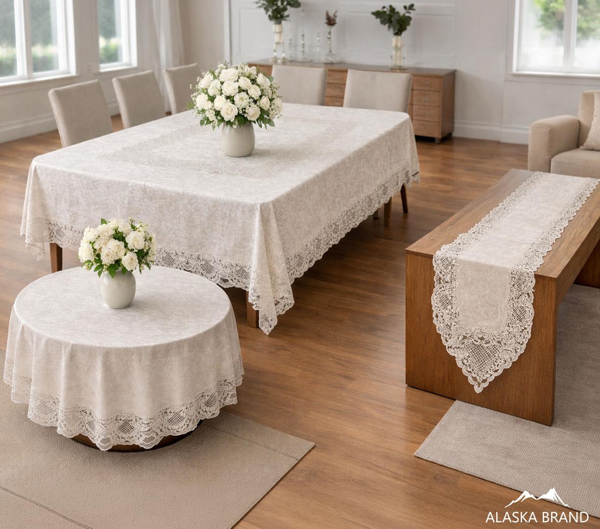 ראנר / מפה מהודרת בתוספת תחרה דגם - מארי | מבחר צבעים גדלים