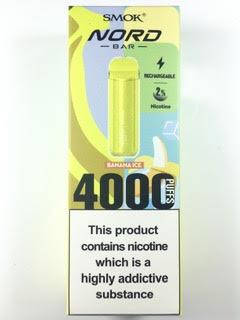 סיגריה אלקטרונית חד פעמית כ 4000 שאיפות SMOK nord bar בטעם בננה אייס Banana Ice