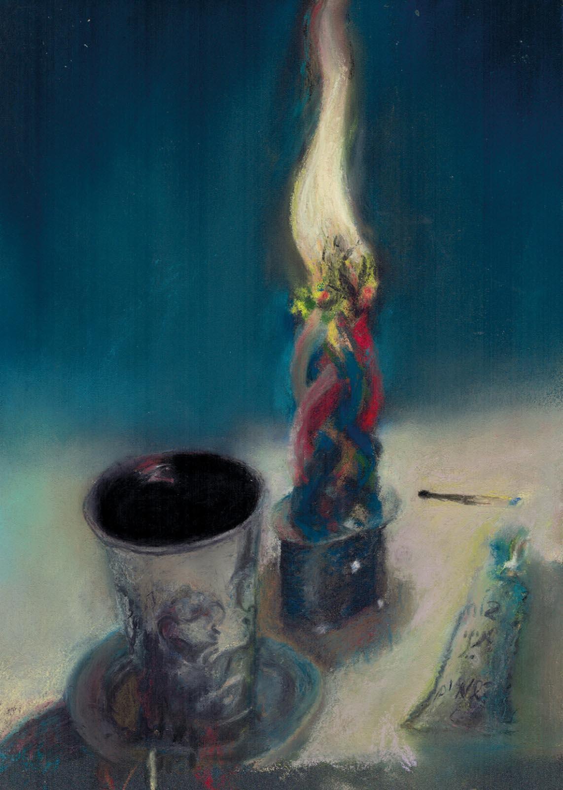 Havdalah Candle, 2021, chalk on paper, 20x30 cm