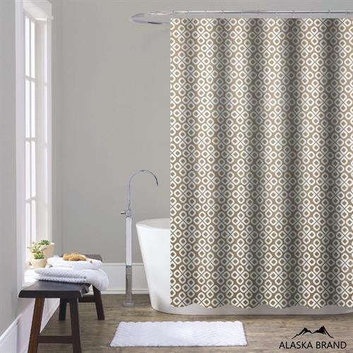 וילון אמבטיה יוקרתי דו שכבתי | דגם ארקו - מוקה