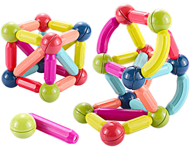 משחק כדורים ומחברי מגנט - 64 חלקים