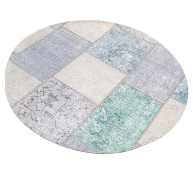 שטיח מודפס עגול  צבעוני דמויי טלאים