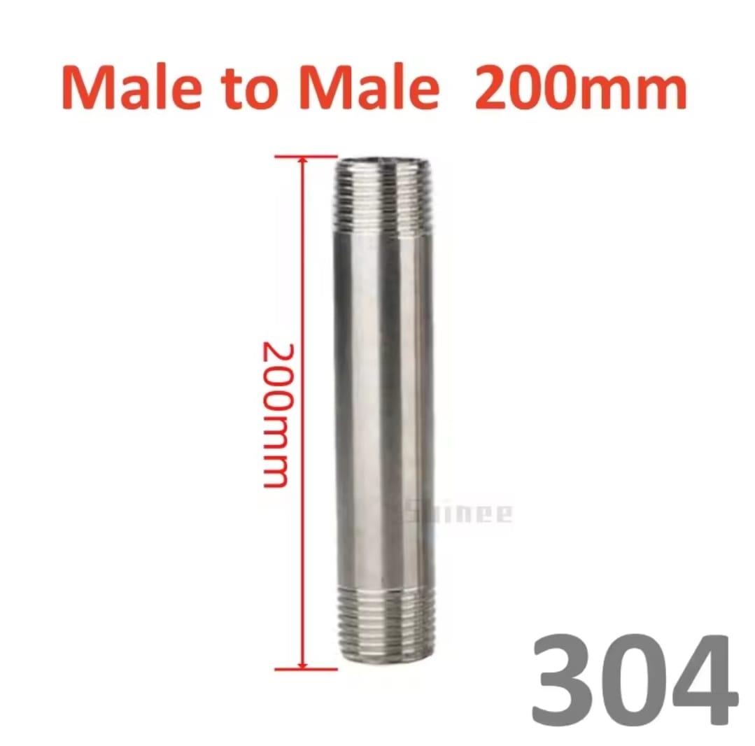צינור נירוסטה קוטר 2'' צול 50.8 ממ אורך 20 סמ דגם נירוסטה 304 עם הברגה BSP קמפינג לייף