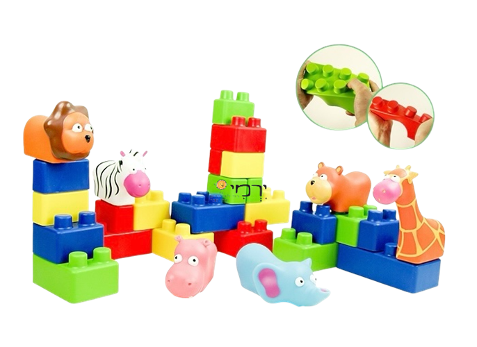 לגו רך + חיות ומכוניות - 110 חלקים