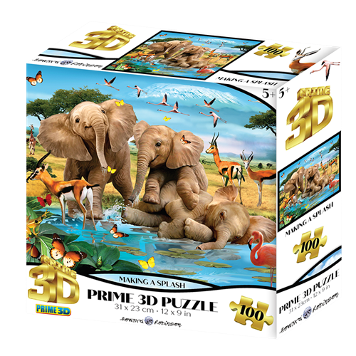 פאזל תלת מימד פילים בסוואנה 100 חלקים מבית Prime 3D