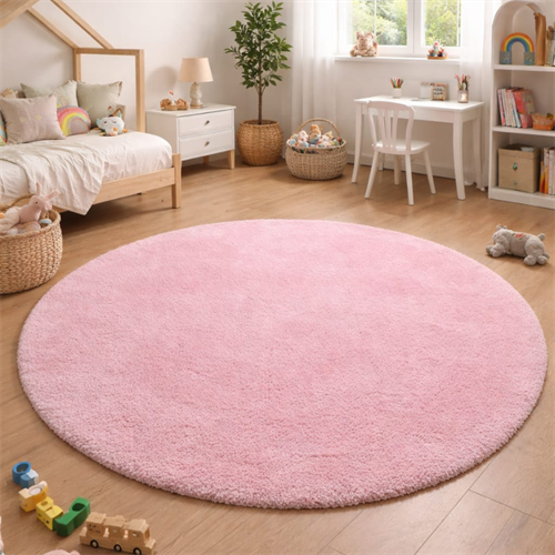 שטיח עגול וורוד  מיקרו פיבר   דגם feel מידה 160*160