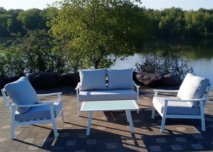 מערכת ישיבה אלומיניום לגינה ולמרפסת דגם גוי דו צבע לבן