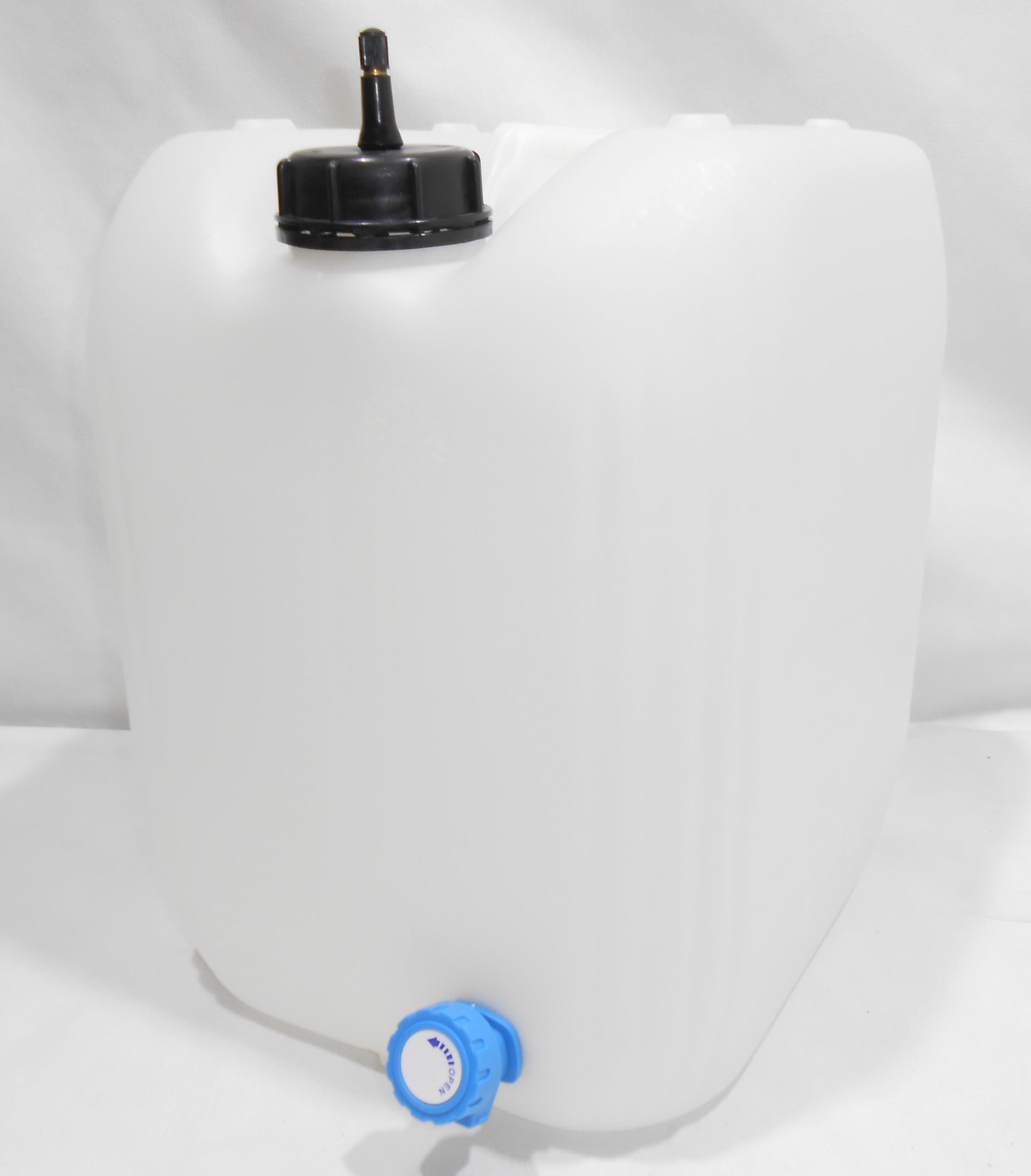 מיכל עם ברז ג'ריקן 25 ליטר צבע לבן / שקוף מתאים למי שתיה