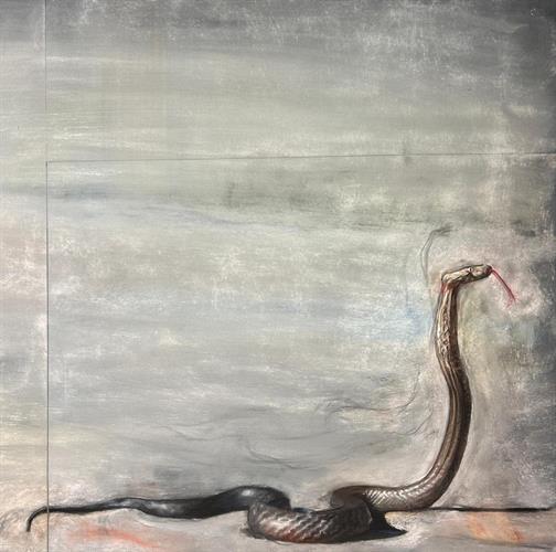 The Song of the Snake, 2022, chalk on paper, 90x90 cm