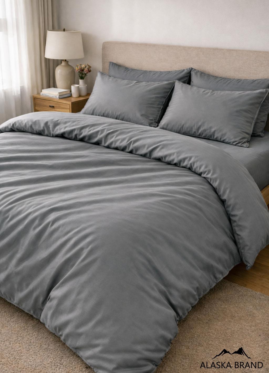 מצעי 100% כותנה מצרית אריגת סאטן 500 חוט - אפור