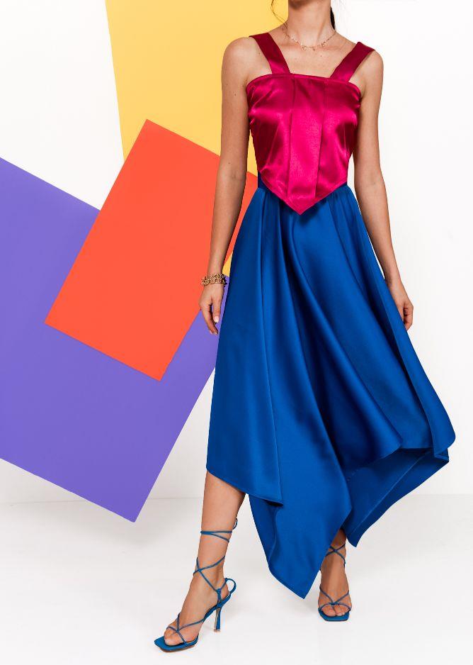 Maxi move skirt -חצאית מקסי משולשים-כחול רויאל