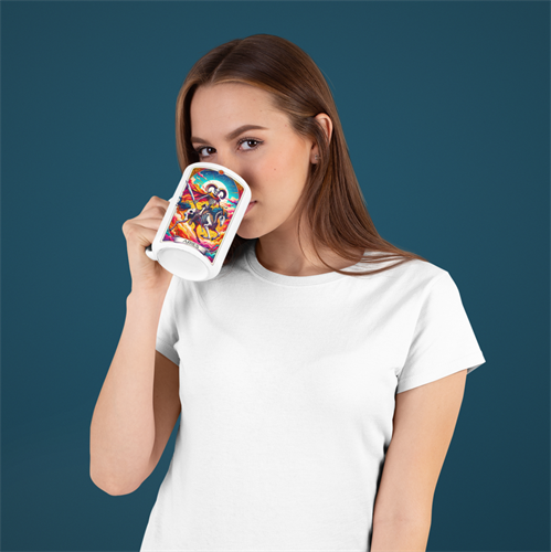 ספל אסטרולוגי מזל גדי עם איור גולגולת צבעוני וסגנון נועז, מתנה ייחודית לחובבי מזלות