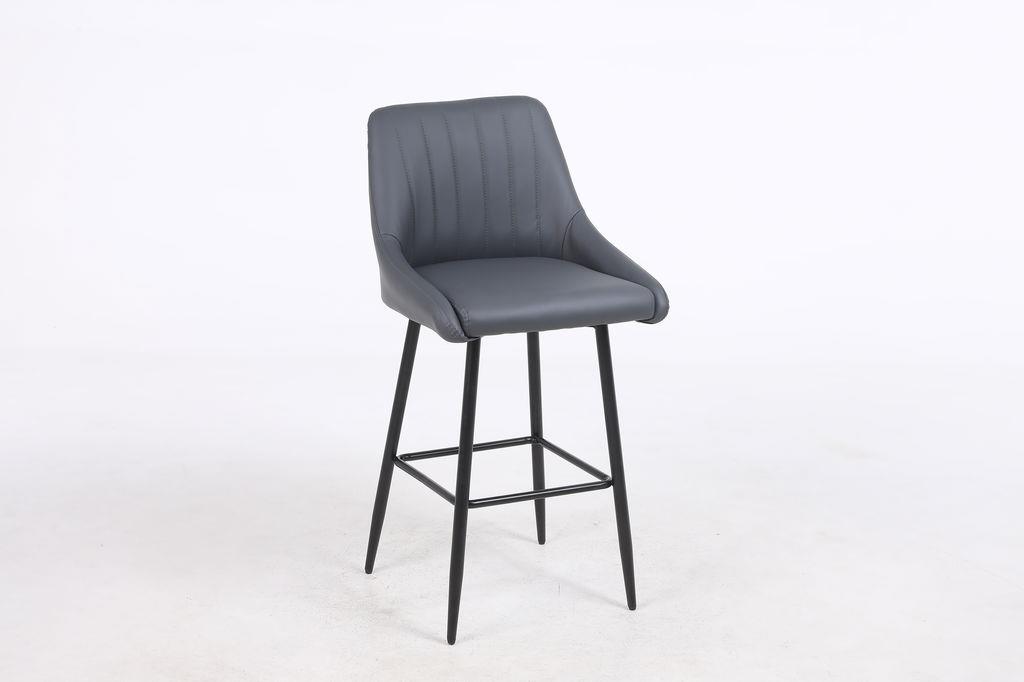 כסא בר מעוצב דגם ברצלונה דמוי עור אפור