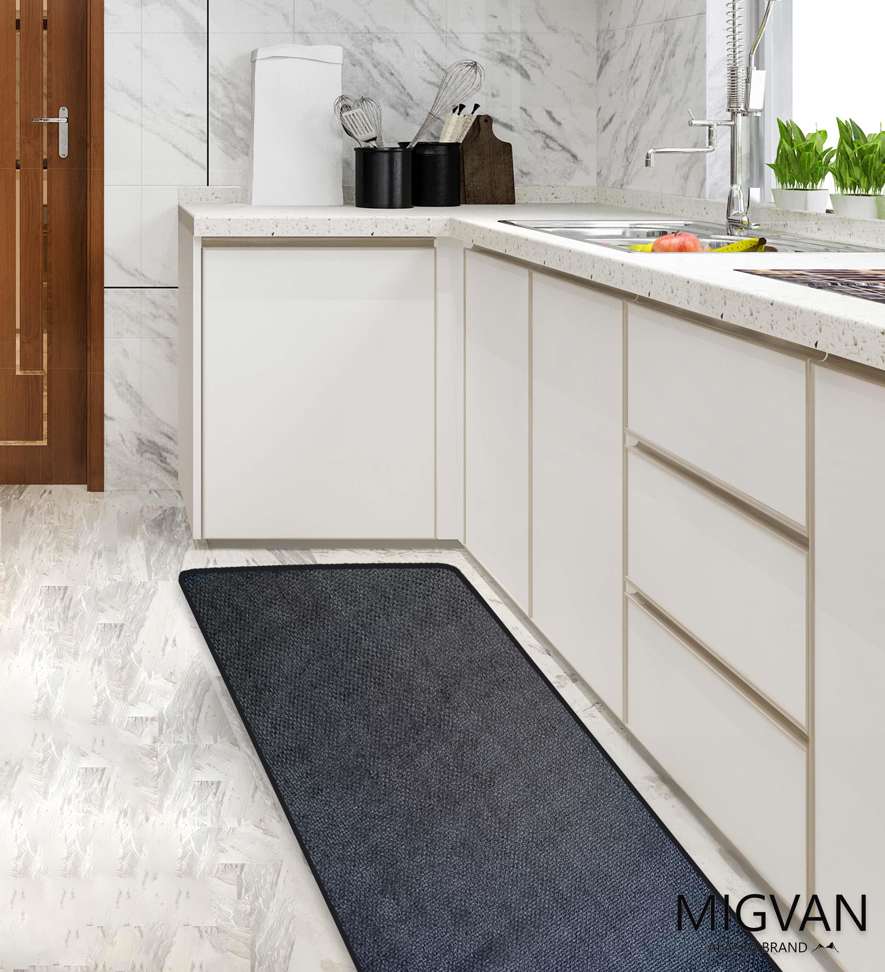 שטיח מטבח איכותי במגע קטיפתי דגם רנבי - שחור (מתנקה בקלות!) *מבחר מידות*