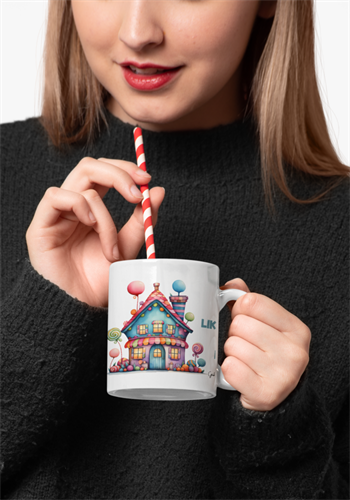 דוגמנית מחזיקה ספל Sweet like chocolate בעיצוב אישי, מתנות מיוחדות לנשים, גיתוש עיצובים.