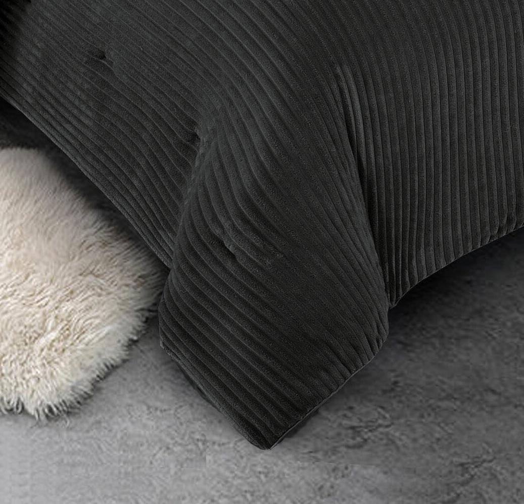 שמיכת פוך פינוק עם מילוי דו צדדית קורדרוי חורפי | אנדורה מירנדה - אפור פחם שמיכת פוך פינוק עם מילוי דו צדדית קורדרוי חורפי | אנדורה מירנדה - אפור פחם