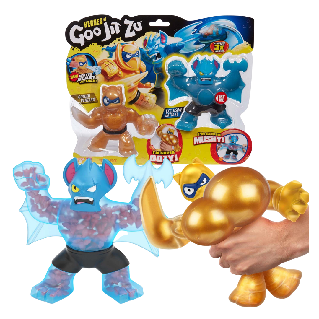 גו ג'יט זו - מארז זוגי בובות נמתחות - סטרץ' פנטרו זהב ועטלף - Goo Jit Zu