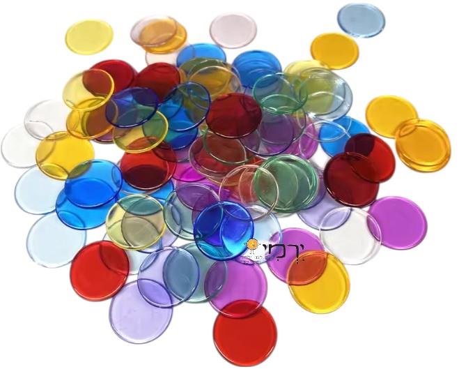 דיסקיות שקופות מגנטיות בצבעים שונים - 100 יח'