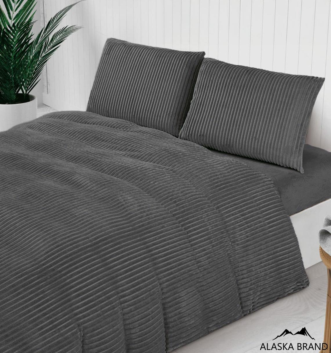 מצעי 100% פלנל רך ומחמם במיוחד | דגם אלונה אפור כהה