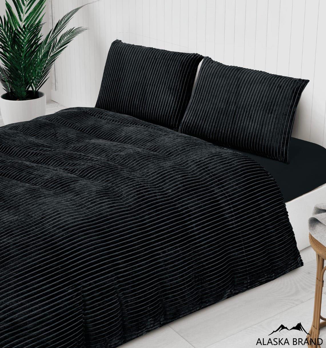 מצעי 100% פלנל רך ומחמם במיוחד | דגם אלונה שחור