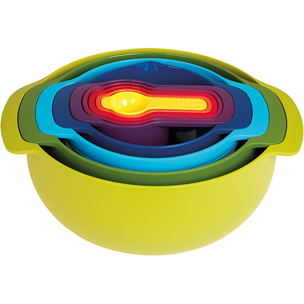 ערכת קערות וכלי מדידה Nest של Joseph Joseph | ערכת 9 חלקים קערות לבישול ואפייה וכפות מדידה גילאי 3+