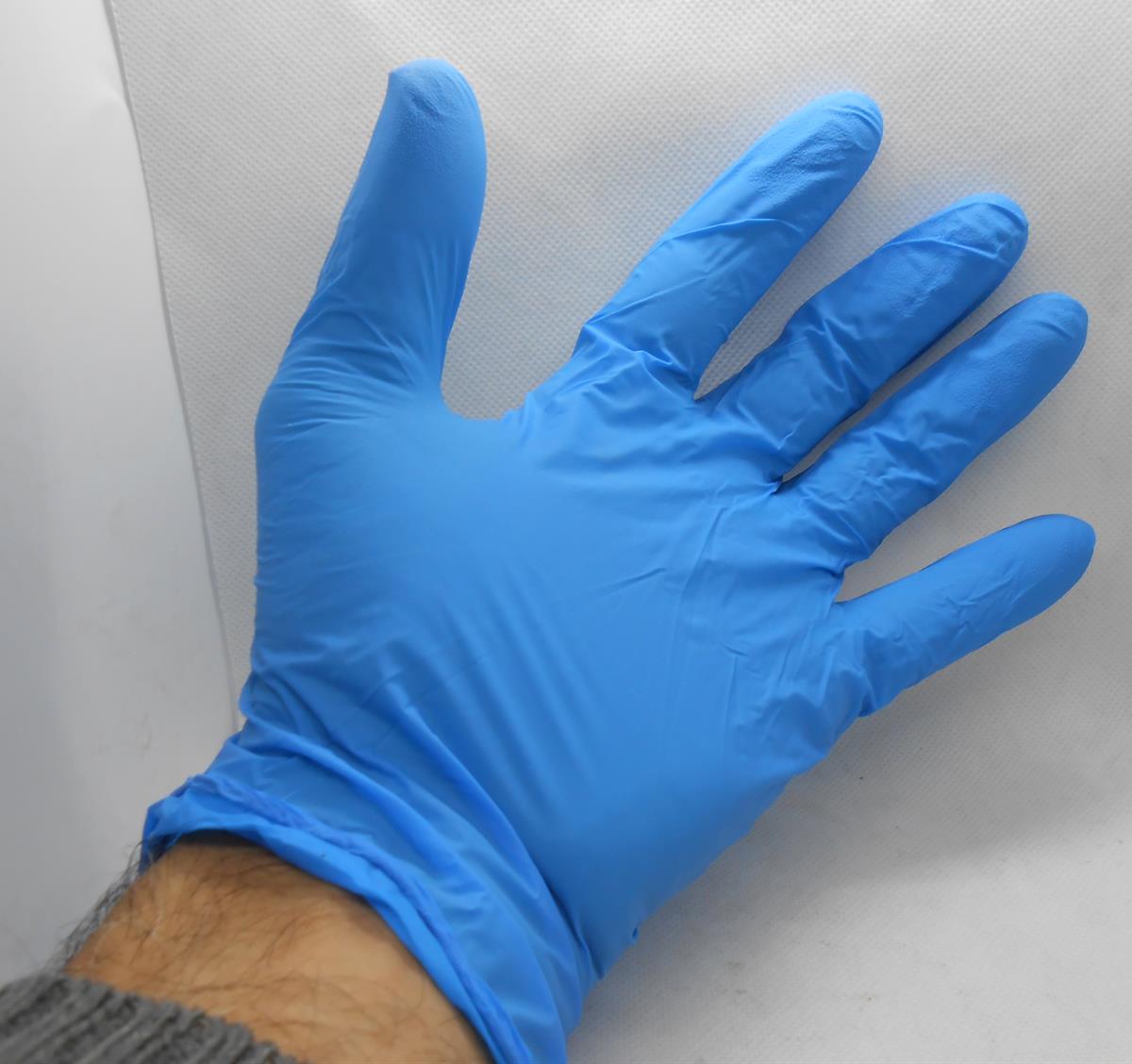 כפפות  ניטריל צבע כחול מידה XL לעבודה להגנה ולשמירה על היגינה אריזה  מכילה 100 כפפות
